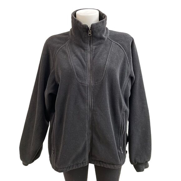 COLUMBIA VINTAGE Womens Black Full zip‎ High Neck Fleece Jacket / Sweater sz Med - Picture 1 of 7